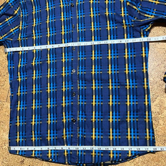 Franco Negretti Men’s Flip Cuff Button Down Plaid Shirt Sz L - Picture 12 of 13